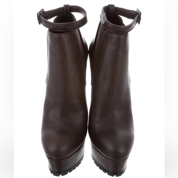 VERA WANG Leather Platform Booties - Brown - NEW w/ Box & Dustbag - Picture 4 of 10